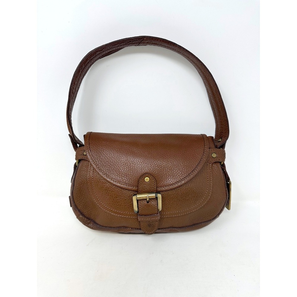 Y2K MNG Bovine Leather Mulberry Style Shoulder Bag Brown